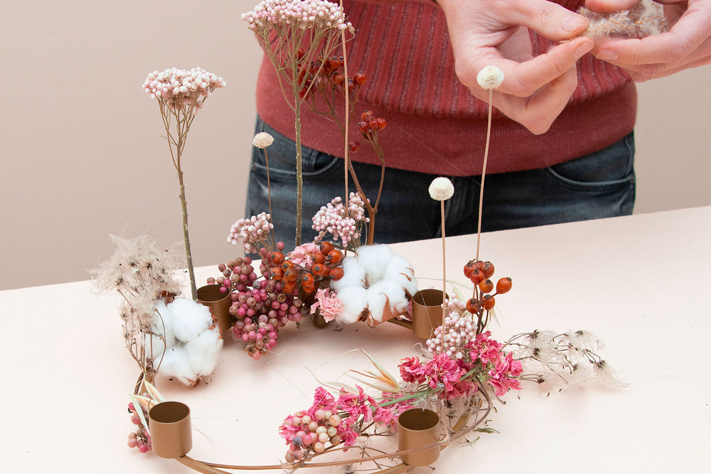 DIY: Adventskranz mit Trockenblumen